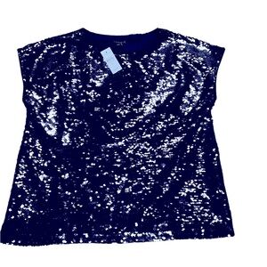 NWT Ann Taylor dark purple. Sequin  top Sz Small non smoking home